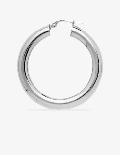 Créoles 25 mm tube 5 mm argent 925‰ rhodié SO OR