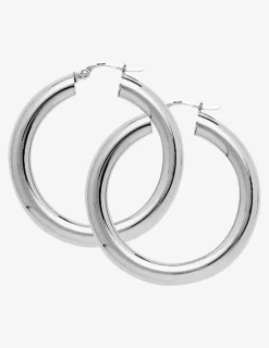 Créoles 25 mm tube 5 mm argent 925‰ rhodié SO OR