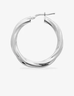 Créoles 25 mm tube 4 mm torsadé argent 925‰ rhodié SO OR