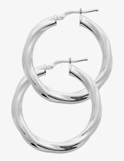 Créoles 25 mm tube 4 mm torsadé argent 925‰ rhodié SO OR