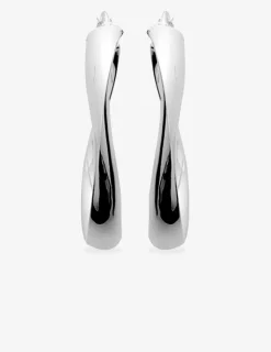 Créoles 30 mm tube ondulé argent 925‰ rhodié SO OR