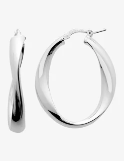 Créoles 30 mm tube ondulé argent 925‰ rhodié SO OR