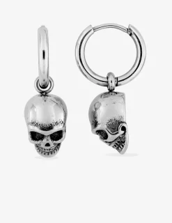 Créoles acier breloque tête de mort SO OR