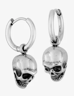 Créoles acier breloque tête de mort SO OR