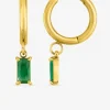 Créoles acier doré et oxyde de zirconium vert rectangle SO OR