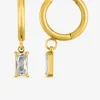 Créoles acier doré et oxyde de zirconium blanc rectangle SO OR