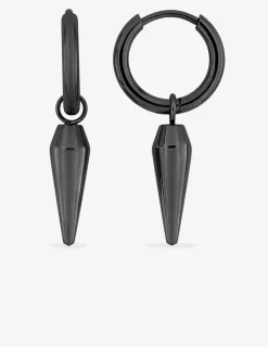 Créoles acier noir avec un pendant en forme de cône SO OR