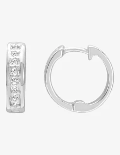 Créoles charnières 10 mm argent 925‰ rhodié et oxydes de zirconium SO OR