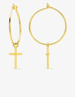Créoles croix plaqué or et pendant croix SO OR