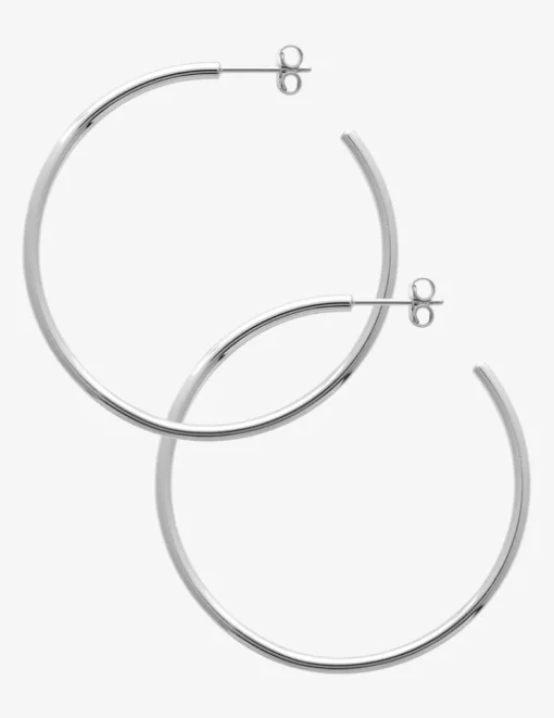 Créoles en argent 925‰ rhodié 40 mm SO OR