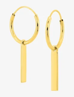 Créoles en or jaune 375 ‰ avec breloque rectangle SO OR