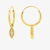 Créoles or jaune 375 ‰ avec breloques amandes et oxydes de zirconium SO OR