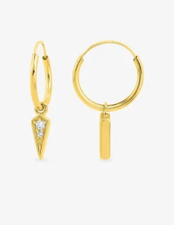 Créoles or jaune 375 ‰ avec breloques triangulaires et oxydes de zirconium SO OR