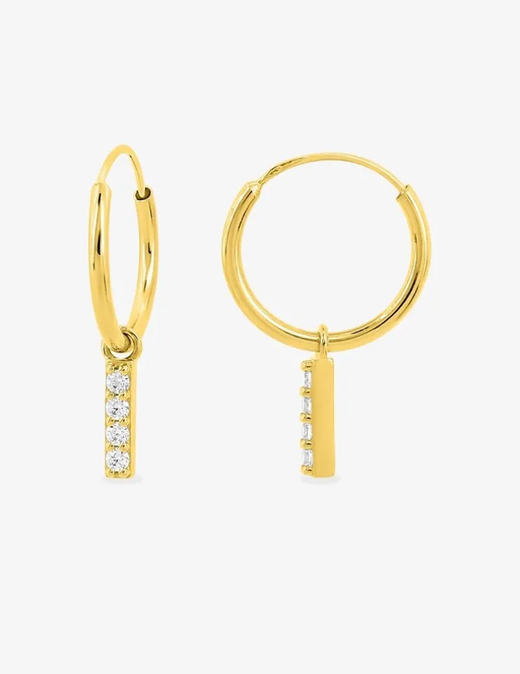 Créoles or jaune 375 ‰ avec breloques et oxydes de zirconium SO OR