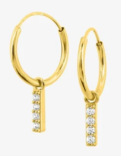 Créoles or jaune 375 ‰ avec breloques et oxydes de zirconium SO OR