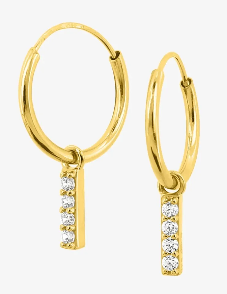 Créoles or jaune 375 ‰ avec breloques et oxydes de zirconium SO OR