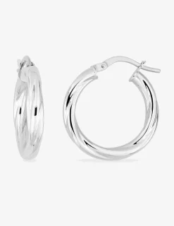 Créoles torsadées 15 mm fil 3 mm or blanc 750‰ SO OR