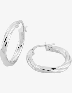 Créoles torsadées 15 mm fil 3 mm or blanc 750‰ SO OR