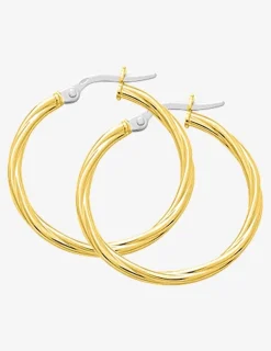 Créoles torsadées 20 mm fil 2 mm or jaune 750‰ SO OR