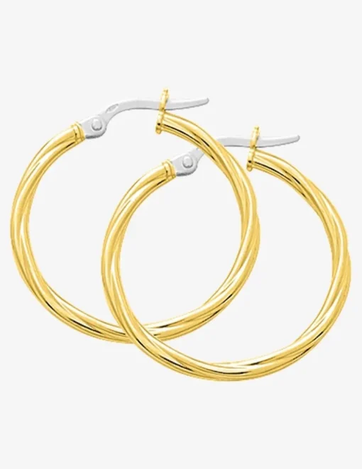 Créoles torsadées 20 mm fil 2 mm or jaune 750‰ SO OR