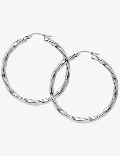 Créoles tube 3mm torsadées argent 925‰ 30 mm SO OR