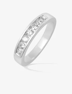 Demi-alliance en or blanc 750 ‰ et diamants serti rail 0,50 ct SO OR