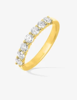 Demi-alliance en or jaune 750 ‰ et diamants 0,70 ct - Mariage