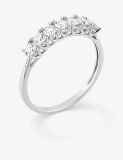 Demi-alliance or 375 ‰ blanc et diamants synthétiques 0,50 ct SO OR