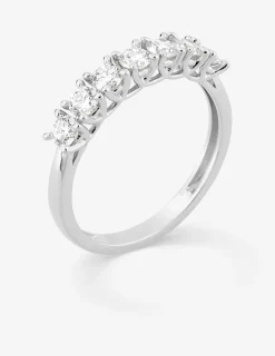 Demi-alliance or 375 ‰ blanc et diamants synthétiques 0,70 ct SO OR
