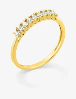 Demi-alliance or 375 ‰ jaune et diamants synthétiques 0,20 ct SO OR