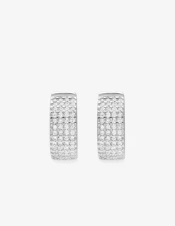Demi-créoles 10 mm argent 925‰ rhodié et pavage oxydes de zirconium SO OR