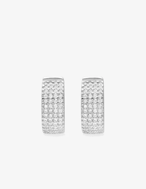 Demi-créoles 10 mm argent 925‰ rhodié et pavage oxydes de zirconium SO OR