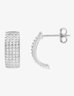 Demi-créoles 10 mm argent 925‰ rhodié et pavage oxydes de zirconium SO OR