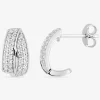 Demi-créoles argent 925 ‰ rhodié avec oxydes de zirconium SO OR