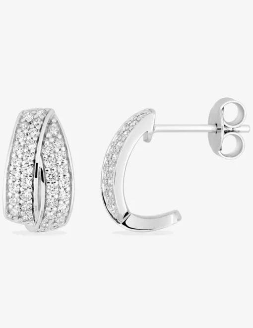 Demi-créoles argent 925 ‰ rhodié avec oxydes de zirconium SO OR