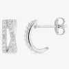 Demi-créoles argent 925 ‰ rhodié croisées avec oxydes de zirconium SO OR