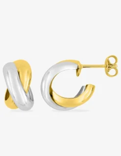 Demi-créoles croisées or 750‰ bicolore SO OR