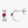 Demi-créoles croisées or blanc 375‰, oxydes de zirconium et rubis SO OR