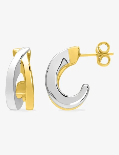 Demi-créoles électroformées anneaux croisés or 750‰ bicolore SO OR