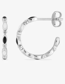 Demi-créoles losanges argent 925‰ rhodié et laque SO OR