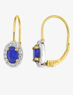 Dormeuses or jaune 375‰ et saphir SO OR