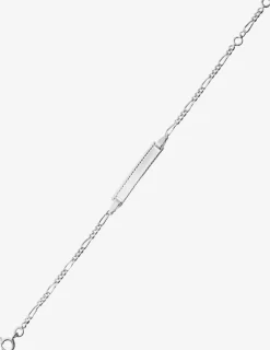 Gourmette bébé chaîne alternée 1+3 et plaque rectangle perlée argent 925‰ rhodié SO OR