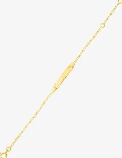 Gourmette bébé chaîne alternée 1+1 et plaque rectangle diamantée or jaune 750‰ SO OR