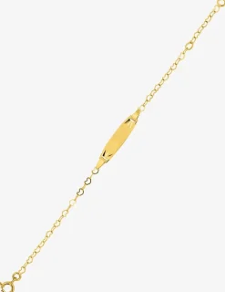 Gourmette bébé chaîne cœurs et plaque ovale diamantée or jaune 750‰ SO OR