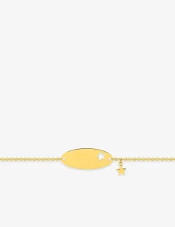 Gourmette bébé chaîne forçat, plaque ovale et breloque étoile or jaune 375‰ SO OR