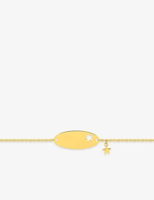 Gourmette bébé chaîne forçat, plaque ovale et breloque étoile or jaune 375‰ SO OR