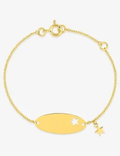 Gourmette bébé chaîne forçat, plaque ovale et breloque étoile or jaune 375‰ SO OR