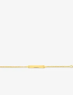 Gourmette bébé chaîne forçat et plaque rectangle or jaune 375‰ SO OR