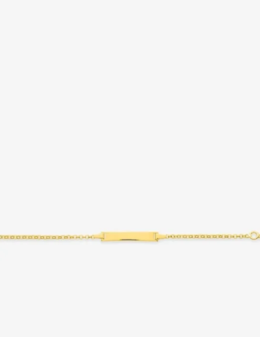 Gourmette bébé chaîne forçat et plaque rectangle or jaune 375‰ SO OR