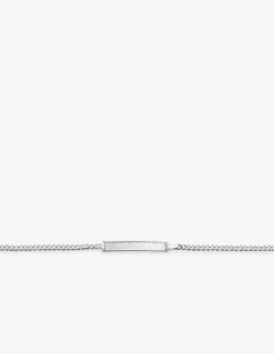 Gourmette bébé chaîne gourmette et plaque rectangle perlée argent 925‰ rhodié SO OR